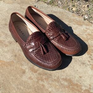 Domani woven leather pinch tassel slip on loafers 9.5 corporate dress shoe